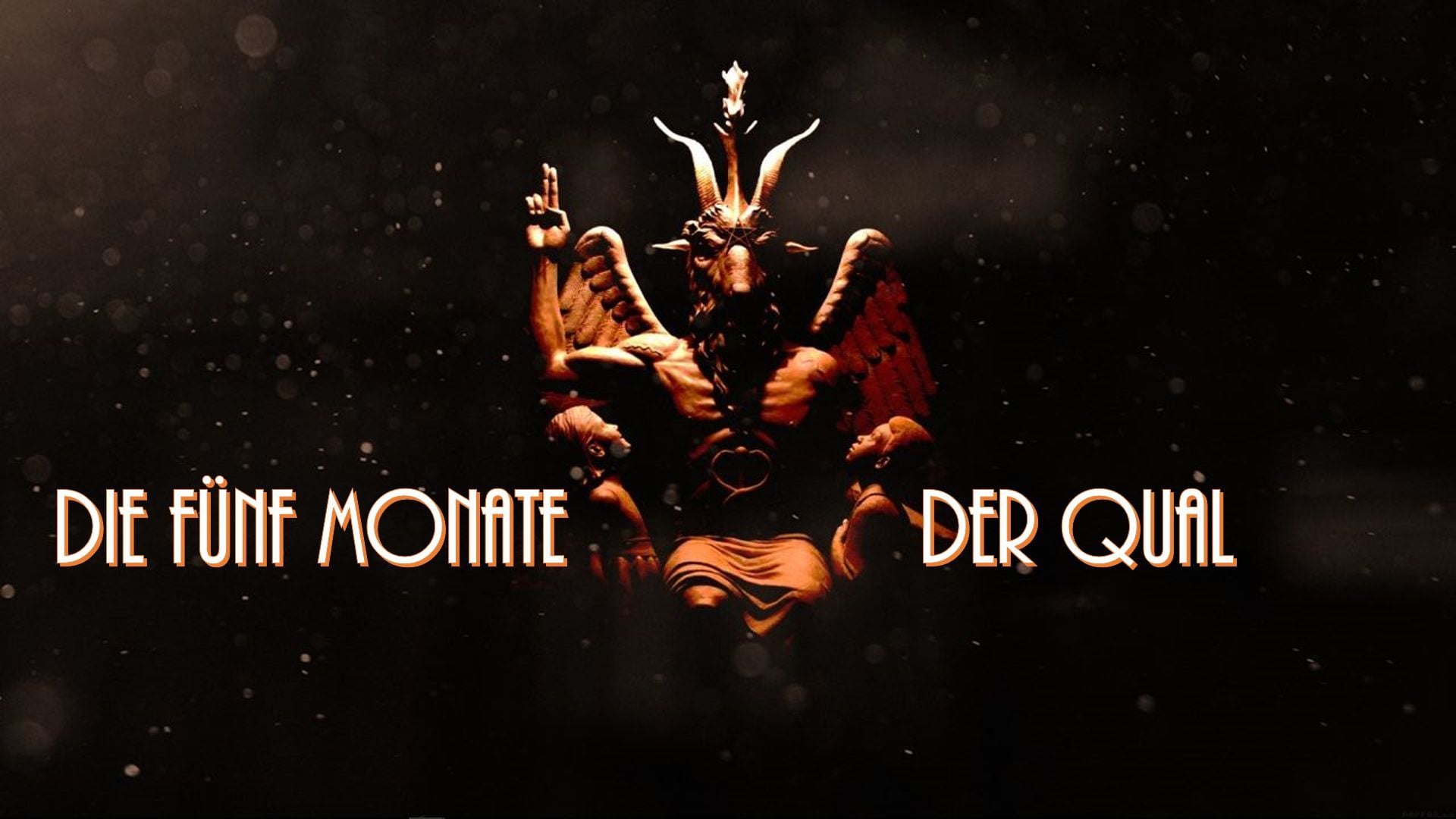 12. Die fünf Monate der Qual. A stylized artistic representation set against a starry backdrop, featuring a figure with wings and a crown, rising arms in a dramatic pose. Below, text in German reads "Die fünf Monate der Qual." Opens a video in a new window.