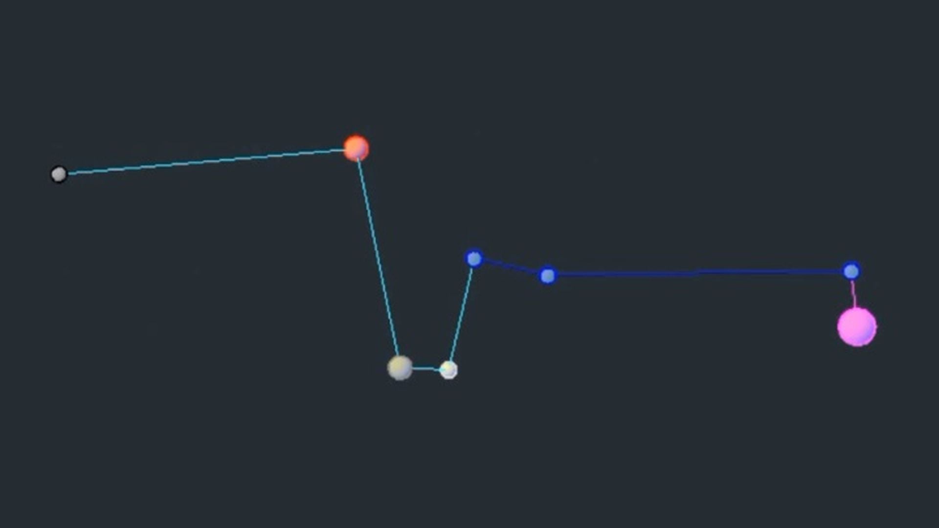 1. Camino al Orión en 3D. Illustration of a group of connected stars forming a part of the Mazzaroth. This constellation includes various stars linked by lines, with a dark night sky backdrop. Opens a video in a new window.